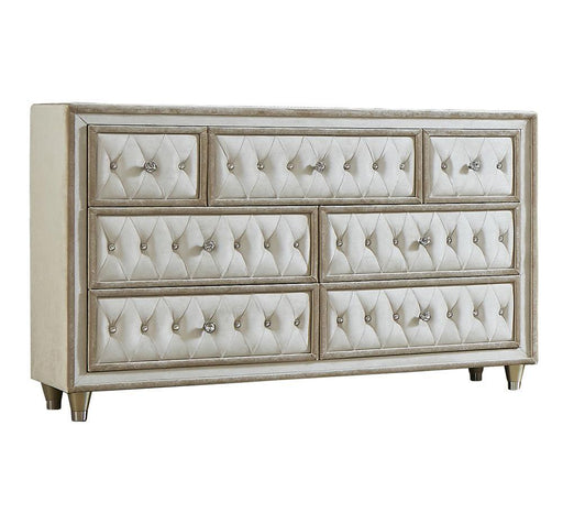 Antonella 7-drawer Upholstered Dresser Ivory and Camel - imattress & ifurniture (FL)