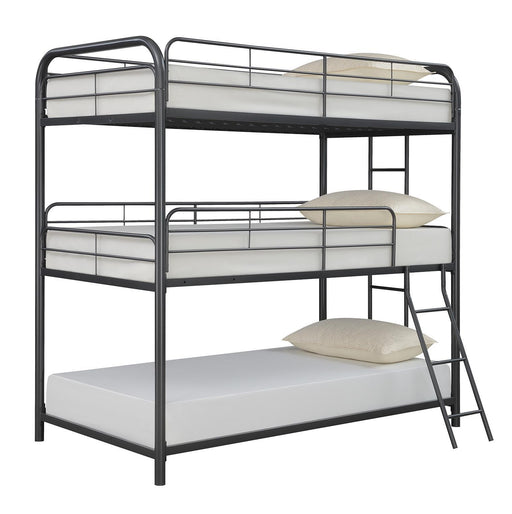 Garner Triple Twin Bunk Bed with Ladder Gunmetal - imattress & ifurniture (FL)