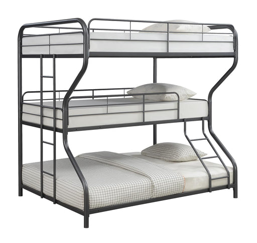 Garner Triple Full Over Twin Over Full Bunk Bed with Ladder Gunmetal - imattress & ifurniture (FL)