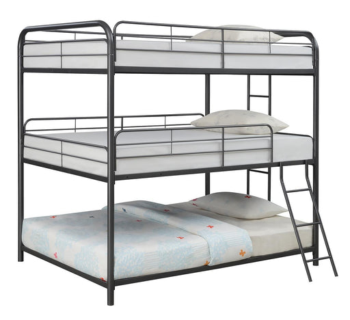 Garner Triple Full Bunk Bed with Ladder Gunmetal - imattress & ifurniture (FL)