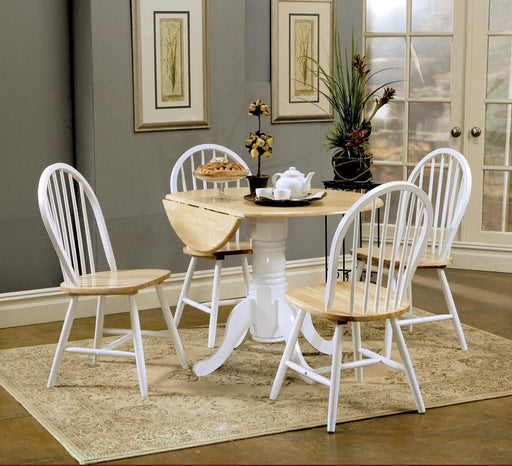 Allison Drop Leaf Round Dining Table Natural Brown and White - imattress & ifurniture (FL)