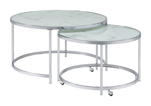 Lynn 2-piece Round Nesting Table White and Chrome - imattress & ifurniture (FL)