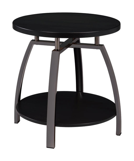 Dacre Round End Table Dark Grey and Black Nickel - imattress & ifurniture (FL)