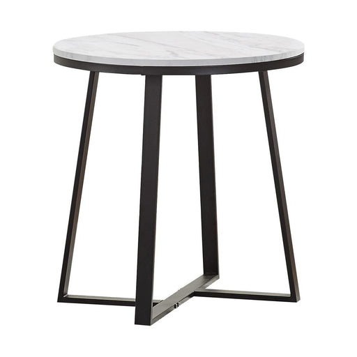 Hugo Metal Base Round End Table White and Matte Black - imattress & ifurniture (FL)