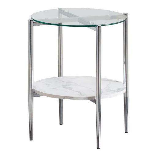 Cadee Round Glass Top End Table Clear and Chrome - imattress & ifurniture (FL)