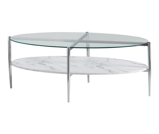 Cadee Round Glass Top Coffee Table White and Chrome - imattress & ifurniture (FL)