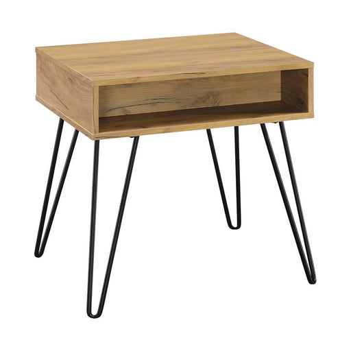 Fanning Square End Table with Open Compartment Golden Oak and Black - imattress & ifurniture (FL)