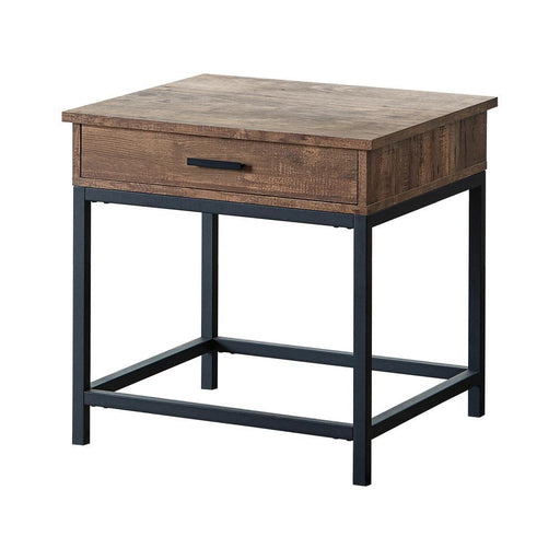 Byers Square 1-drawer End Table Brown Oak and Sandy Black - imattress & ifurniture (FL)