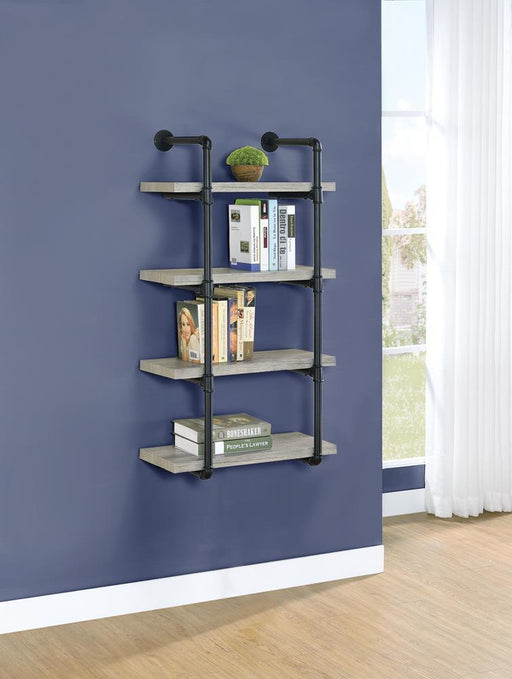 Elmcrest 24-inch Wall Shelf Black and Grey Driftwood - imattress & ifurniture (FL)