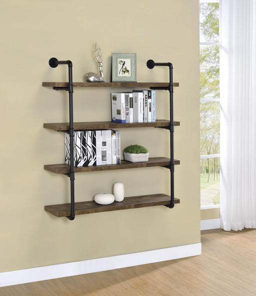 Elmcrest 40-inch Wall Shelf Black and Rustic Oak - imattress & ifurniture (FL)