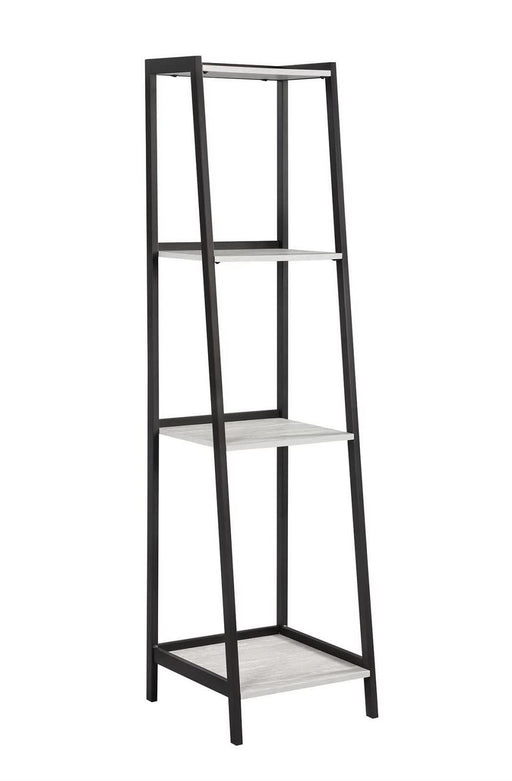 Pinckard 4-shelf Ladder Bookcase Grey Stone and Black - imattress & ifurniture (FL)