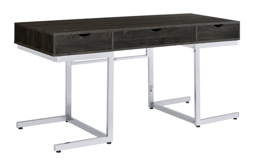 Noorvik 3-drawer Writing Desk Dark Oak and Chrome - imattress & ifurniture (FL)