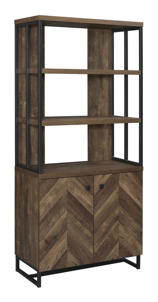 Millbrook 2-door Bookcase Rustic Oak Herringbone and Gunmetal - imattress & ifurniture (FL)