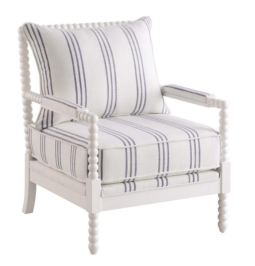 Blanchett Upholstered Accent Chair with Spindle Accent White and Navy - imattress & ifurniture (FL)