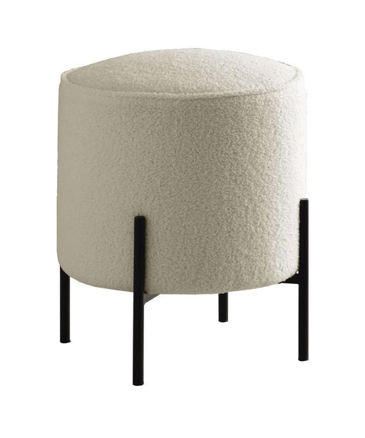 Basye Round Upholstered Ottoman Beige and Matte Black - imattress & ifurniture (FL)