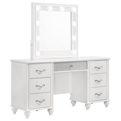 Barzini 7-drawer Vanity Desk with Lighted Mirror White - imattress & ifurniture (FL)